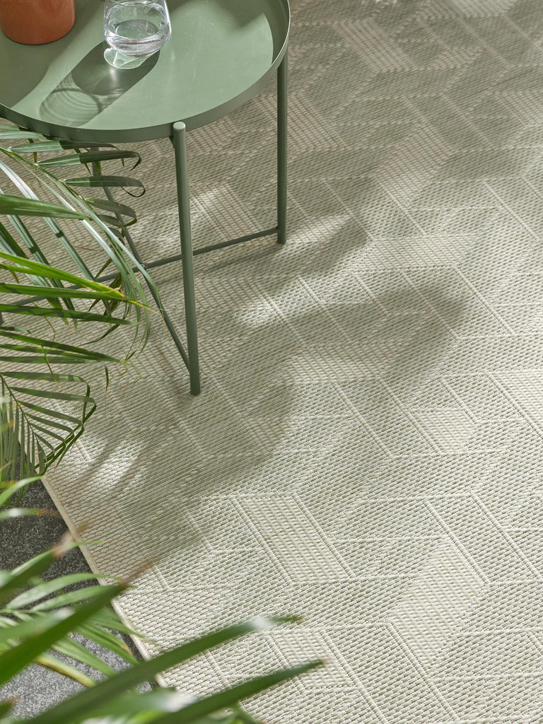 Tapis géométrique motif 3d gris et vert d'intérieur et d'extérieur 240x340 cm