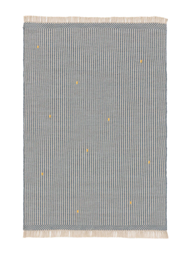 Tapis kilim rayé enfant bleu en coton 150x220 cm