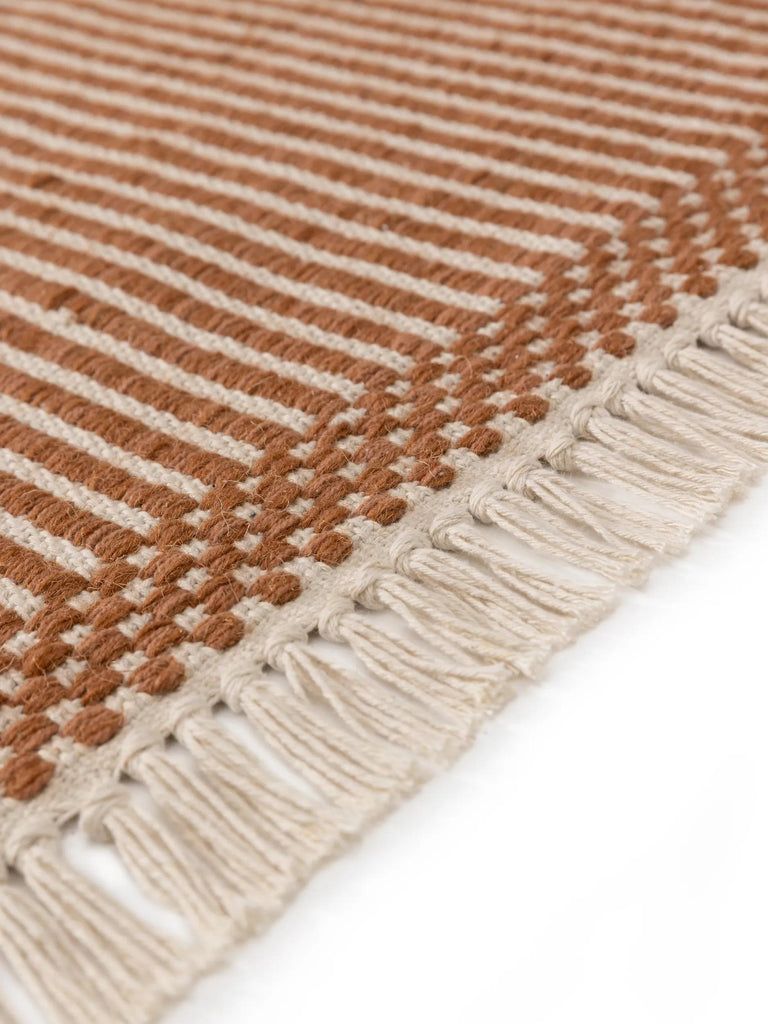 Tapis kilim rayé enfant marron en coton 120x170 cm