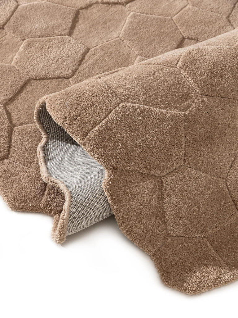 Tapis contemporain motif géométrique marron en laine 120x170 cm