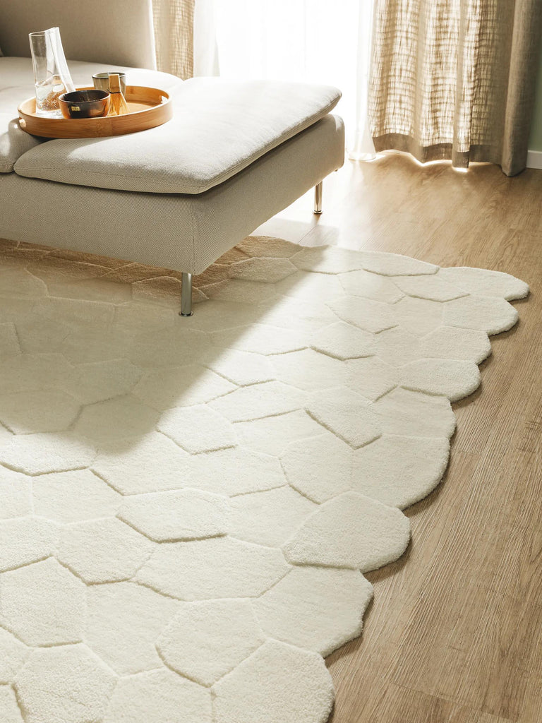 Tapis contemporain motif géométrique beige en laine 160x230 cm