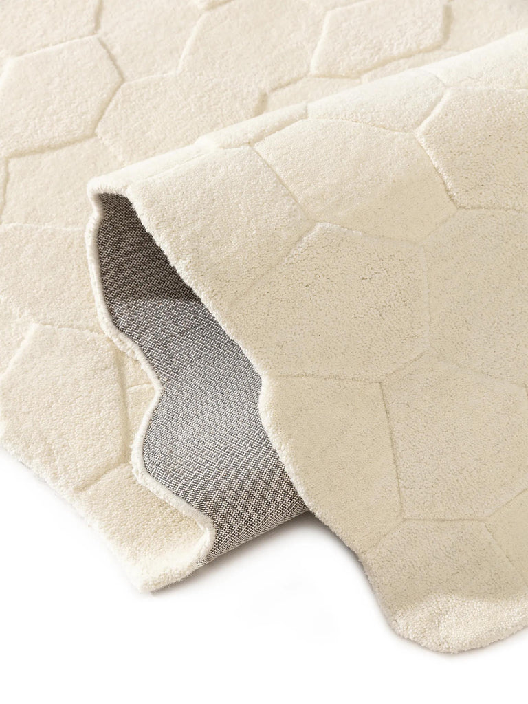 Tapis contemporain motif géométrique beige en laine 200x300 cm