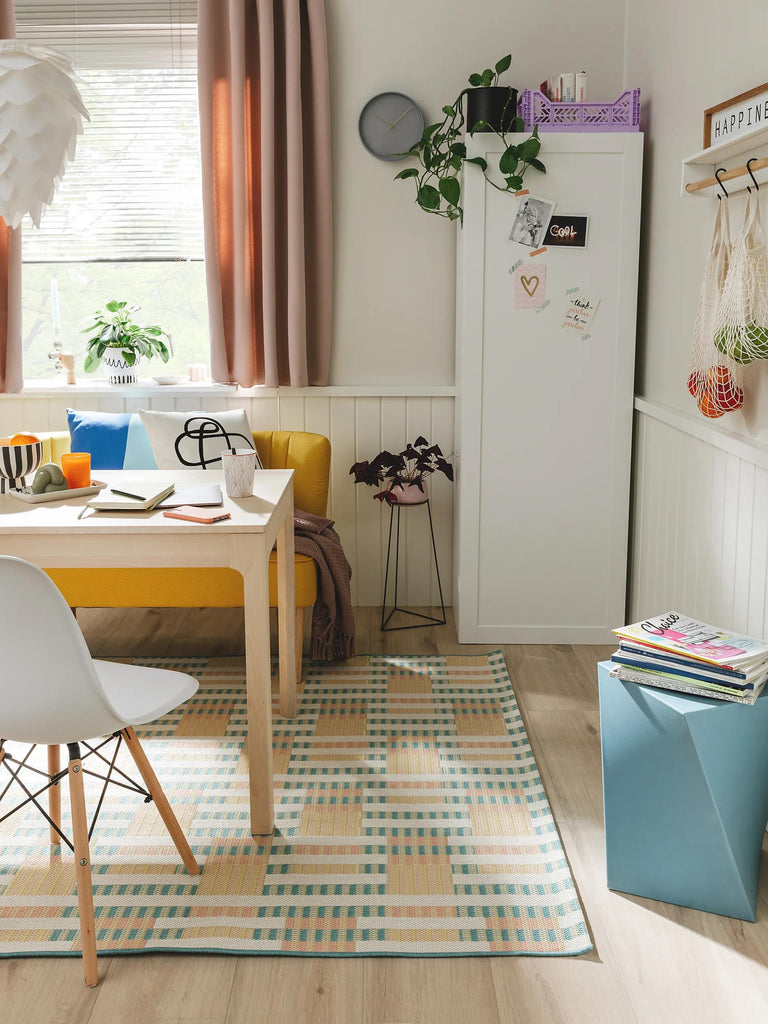 Tapis géométrique motif rayé multicolore d'intérieur et d'extérieur 120x170 cm