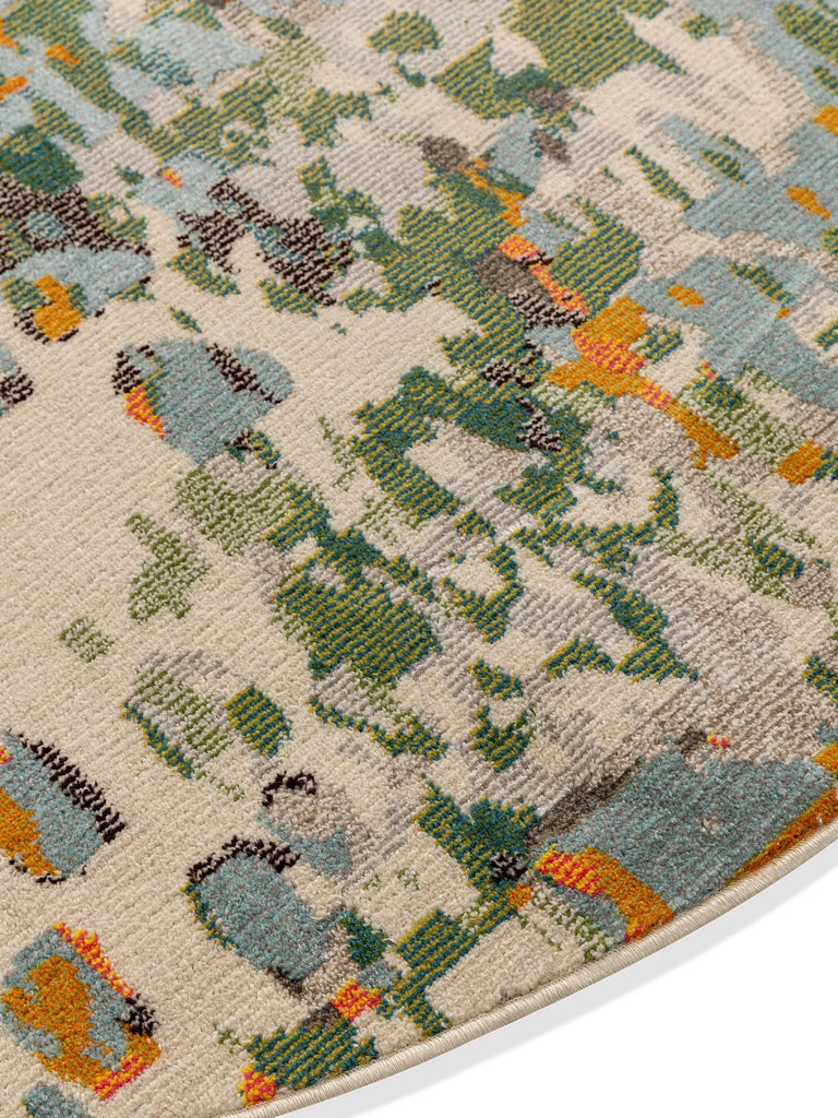 Tapis patchwork contemporain rond multicolore 160 cm de diamètre