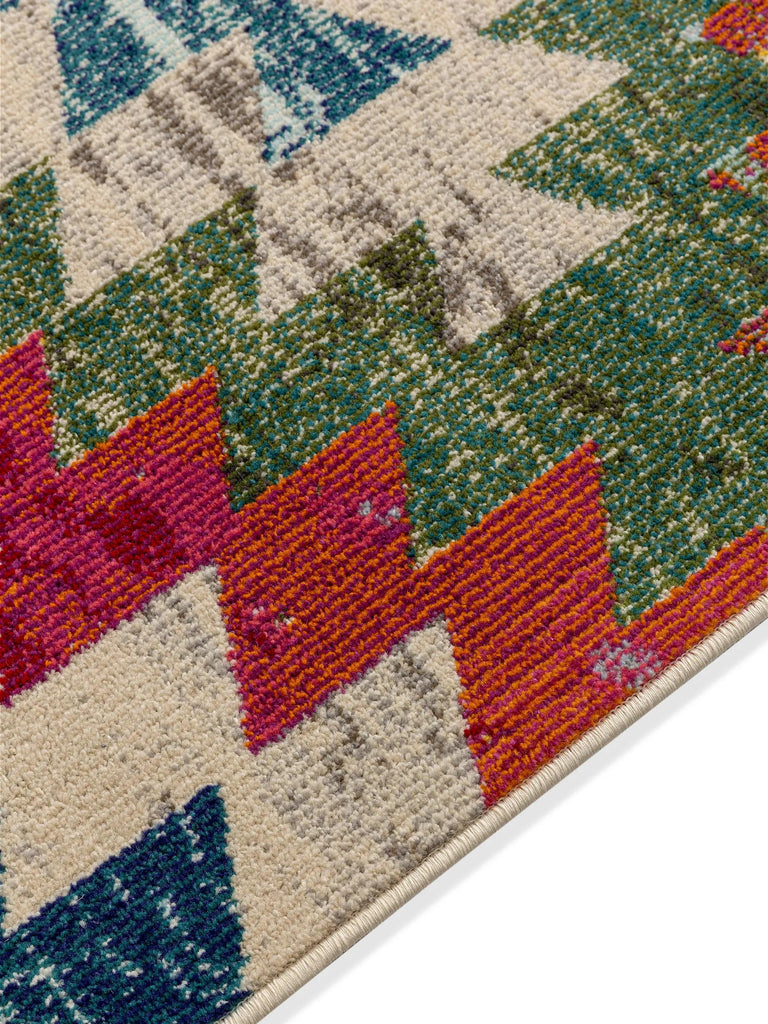 Tapis contemporain ethnique carré multicolore 200x200 cm