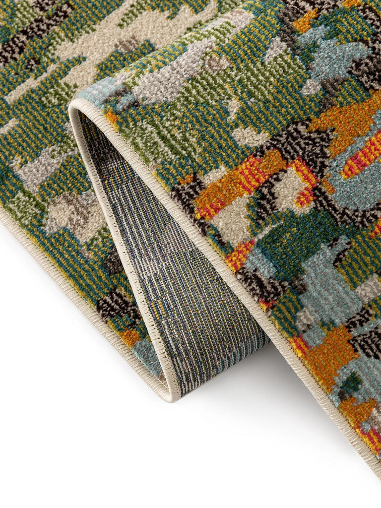 Tapis patchwork contemporain carré multicolore 200x200 cm