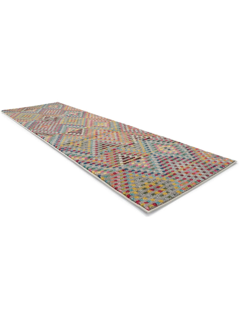 Tapis ethnique motif losange de couloir multicolore 70x240 cm