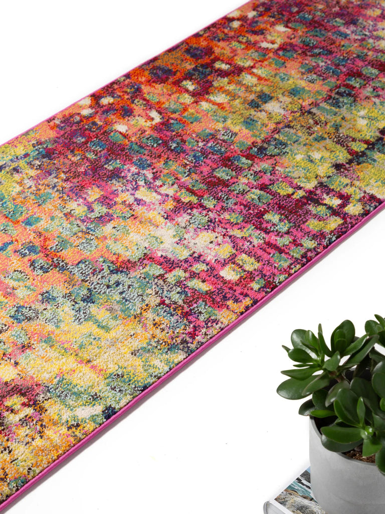 Tapis patchwork style peinture de couloir multicolore 70x240 cm