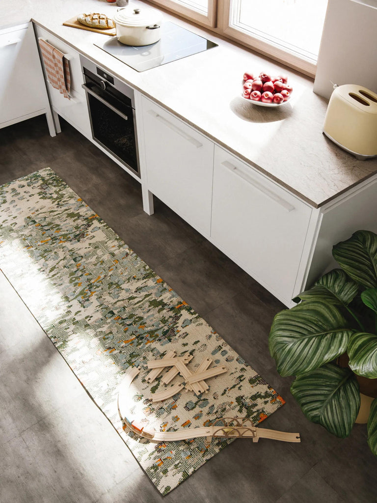 Tapis patchwork contemporain de couloir multicolore 70x240 cm