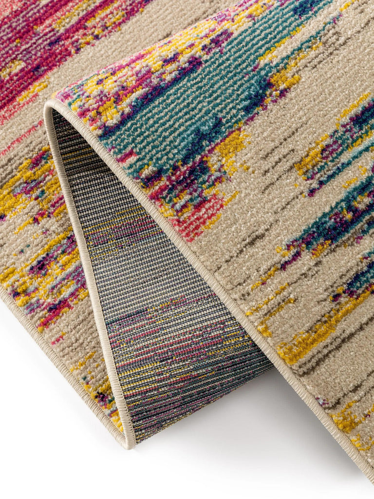 Tapis contemporain motif berbère carré multicolore 200x200 cm