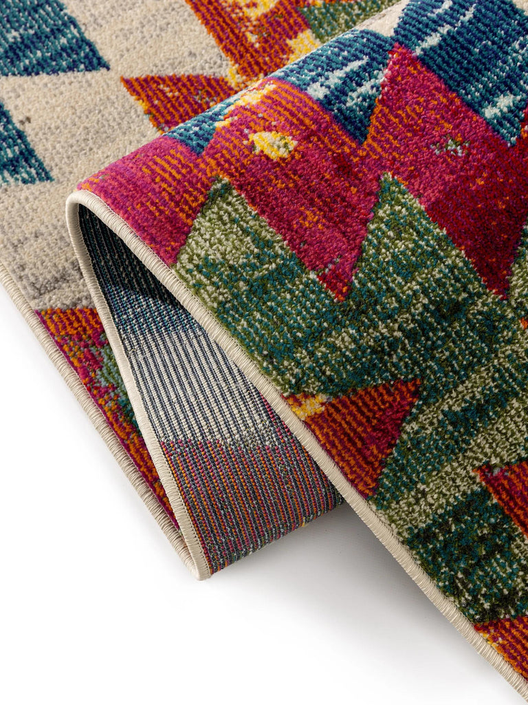 Tapis contemporain ethnique carré multicolore 200x200 cm