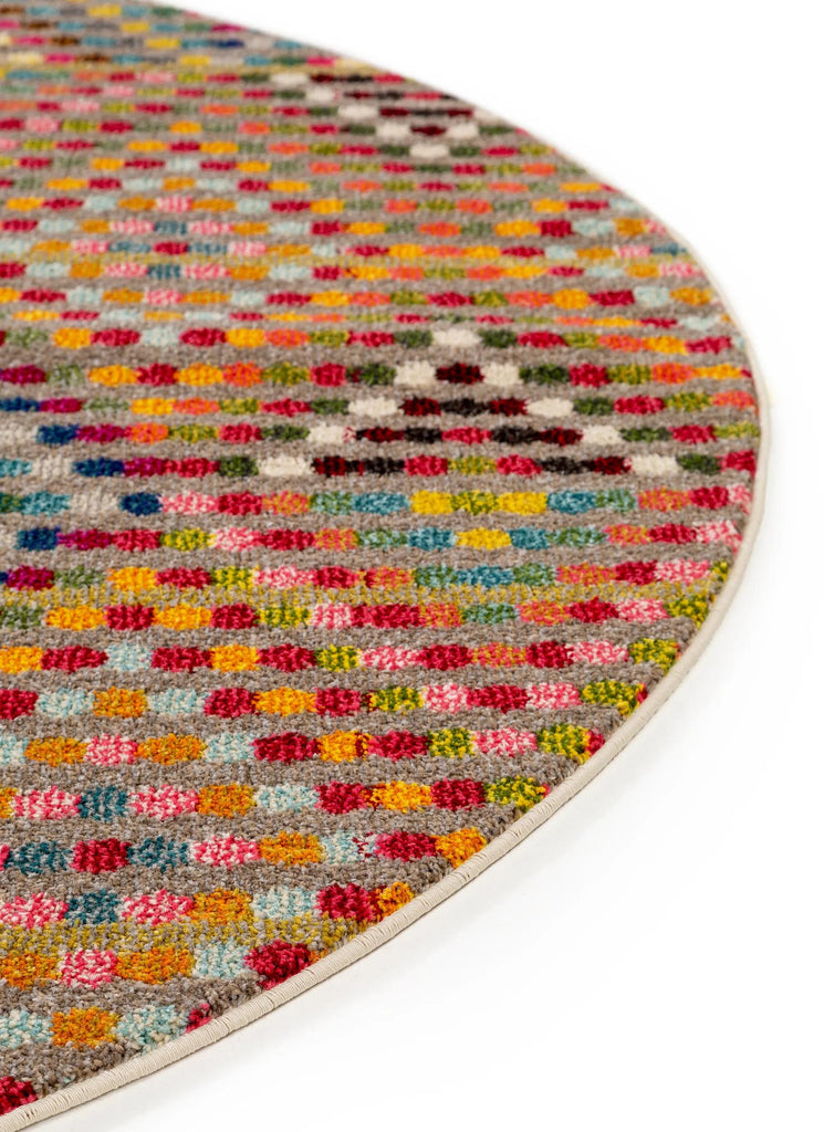 Tapis ethnique motif losange rond multicolore 120 cm de diamètre