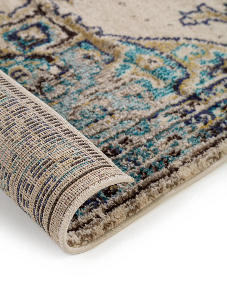 Tapis oriental beige et bleu 80x150 cm