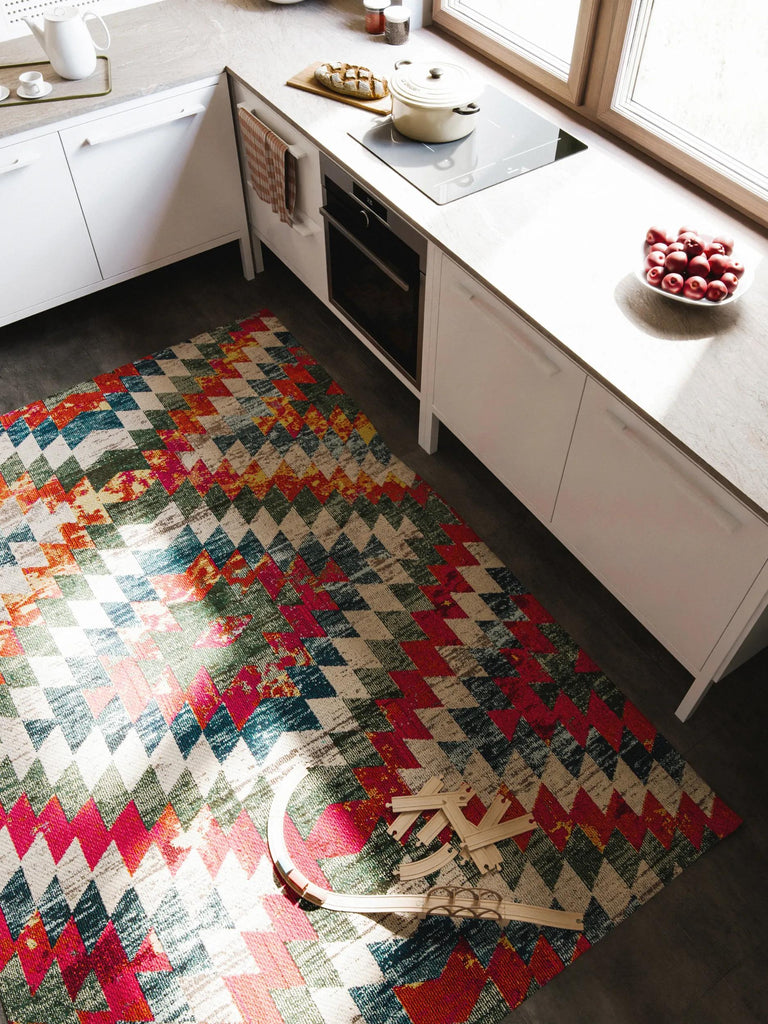 Tapis contemporain ethnique multicolore 200x290 cm