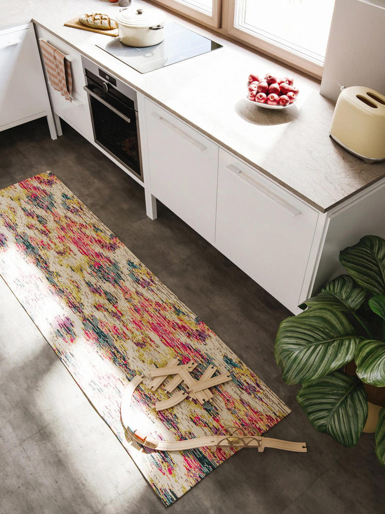 Tapis contemporain motif berbère de couloir multicolore 70x240 cm
