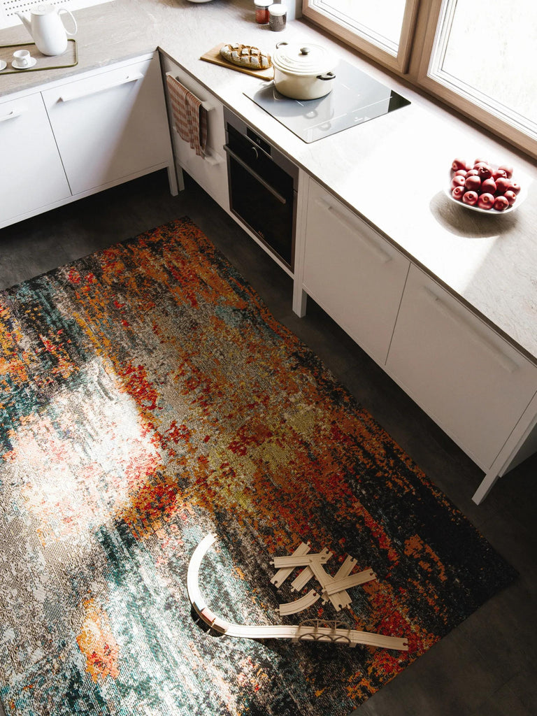 Tapis contemporain style peinture multicolore 200x290 cm