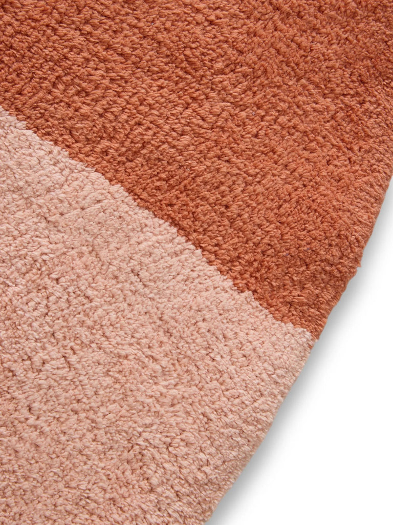 Tapis géométrique cirque rond enfant rose et terracotta en coton 150 cm de diamètre