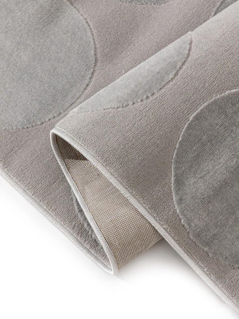 Tapis contemporain motif rond relief gris 120x170 cm