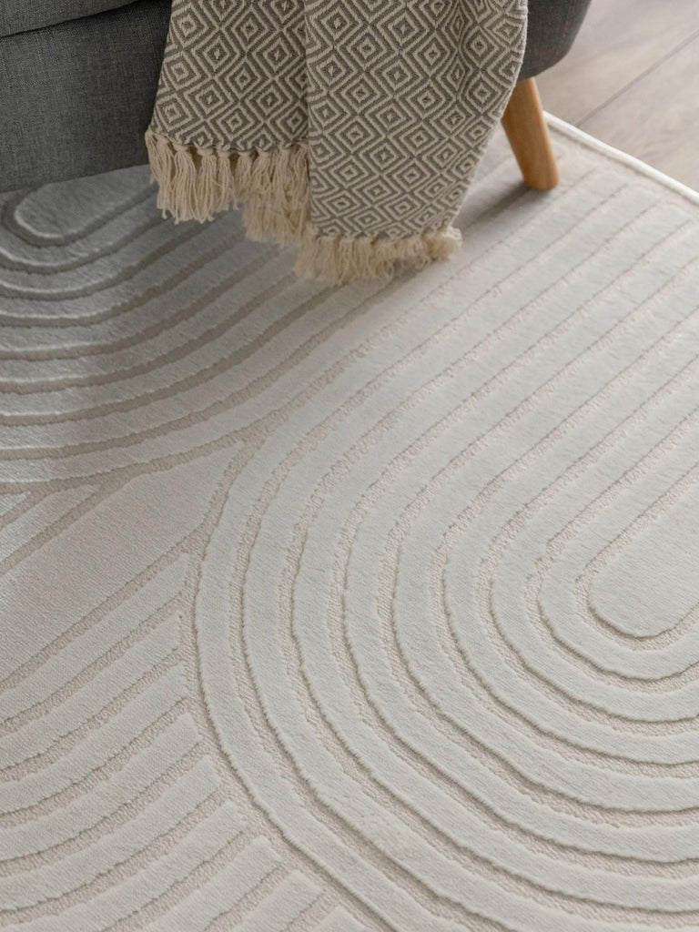 Tapis moderne en relief courbes blanc 120x170 cm