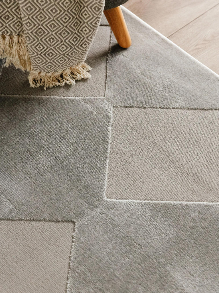 Tapis géométrique motif losange relief gris 200x300 cm