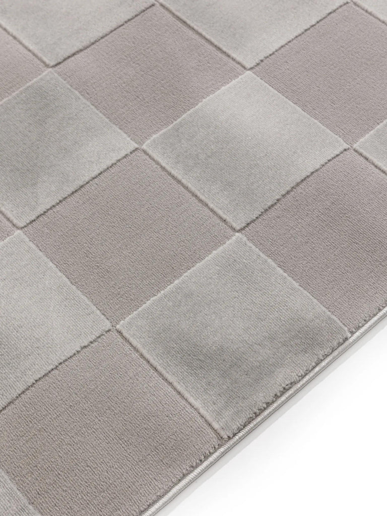 Tapis géométrique motif carré relief gris 120x170 cm