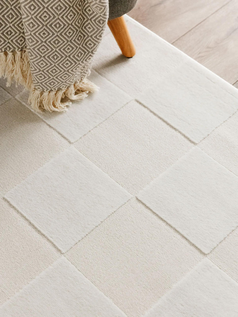 Tapis géométrique motif losange relief crème 200x300 cm