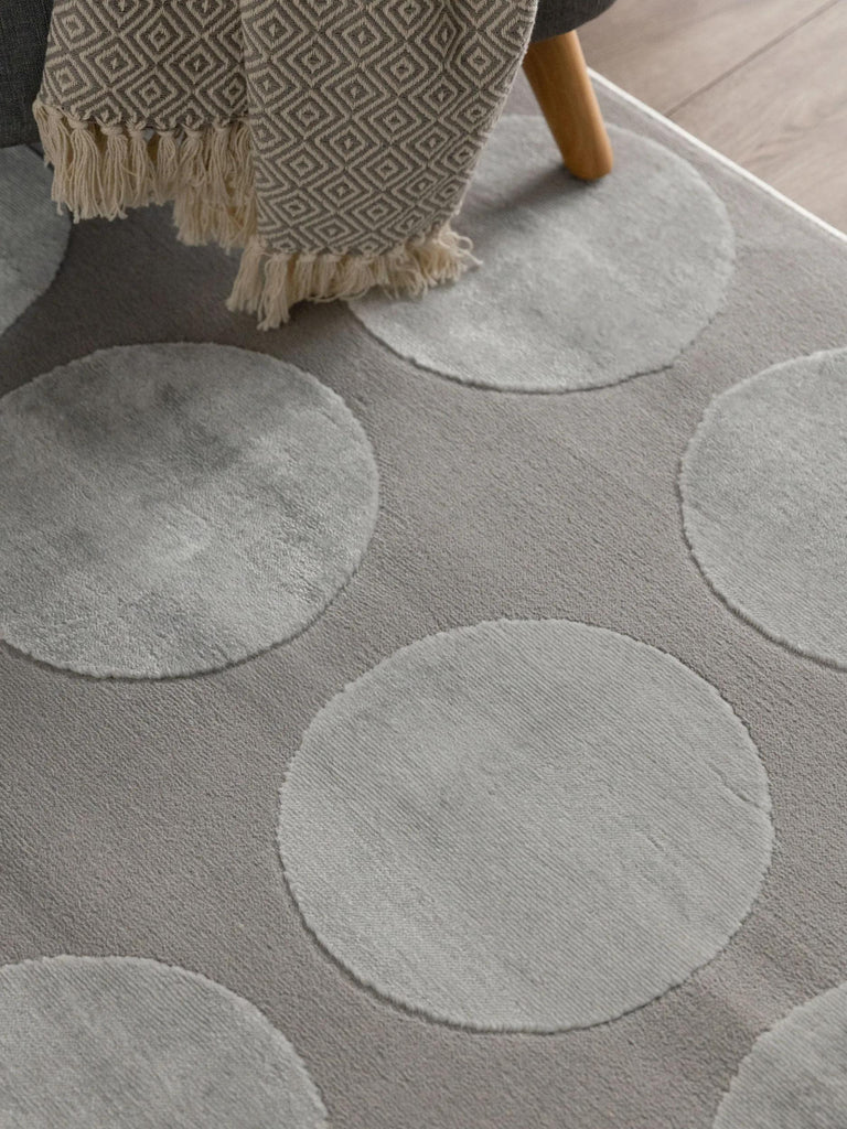 Tapis contemporain motif rond relief gris 280x380 cm