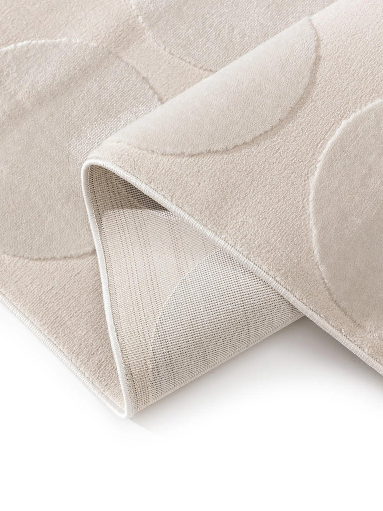 Tapis contemporain motif rond relief blanc 160x230 cm