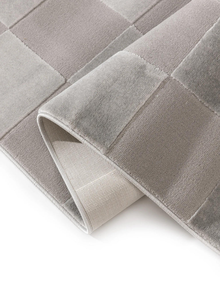 Tapis géométrique motif carré relief gris 280x380 cm