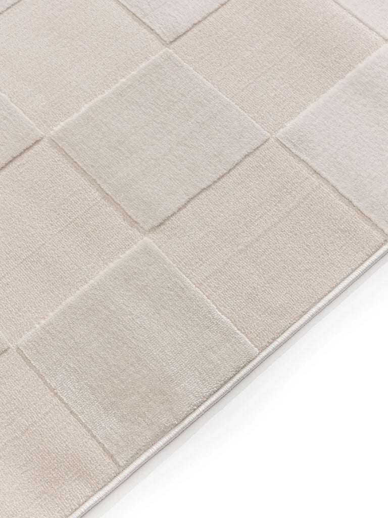 Tapis géométrique motif carré relief crème 160x230 cm