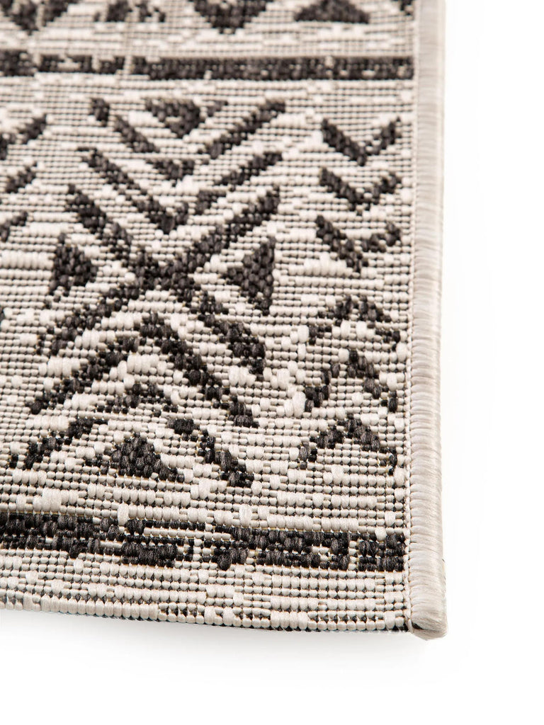 Tapis ethnique rayé blanc et noir d'intérieur et d'extérieur 120x170 cm