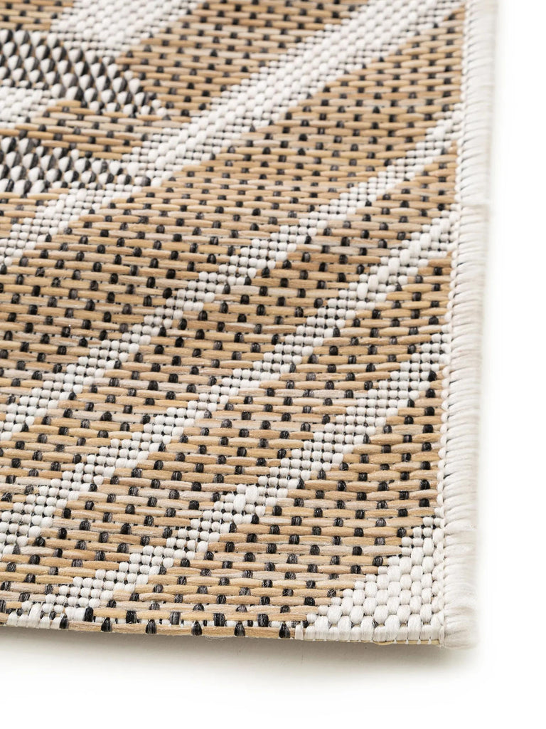 Tapis moderne motif feuille gris et beige d'intérieur et d'extérieur 80x150 cm