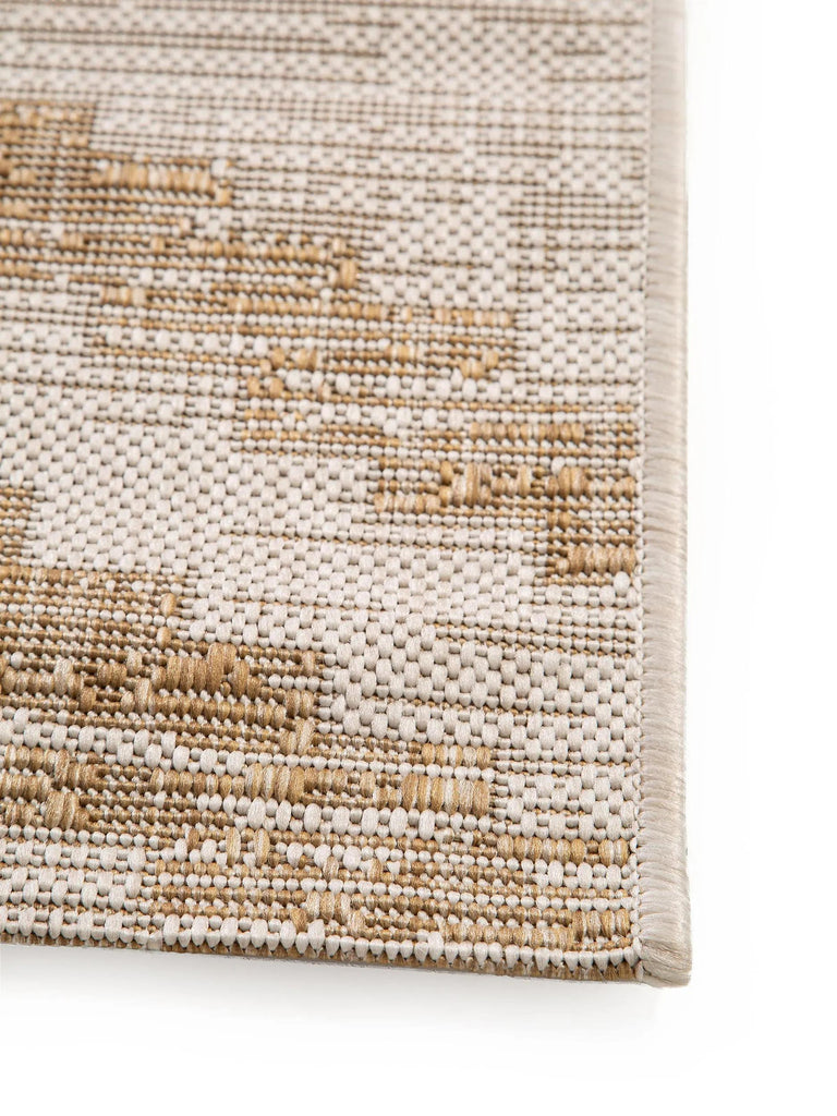 Tapis bohème motif ethnique crème et beige d'intérieur et d'extérieur 120x170 cm