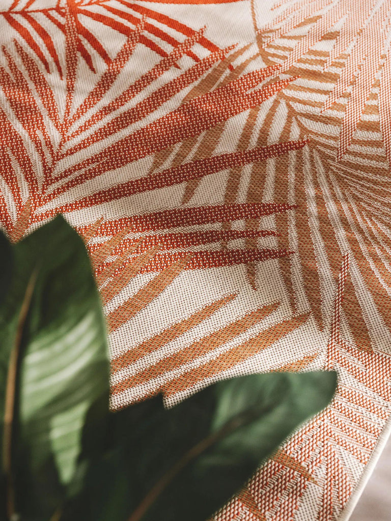 Tapis moderne motif feuille orange d'intérieur et d'extérieur 80x150 cm