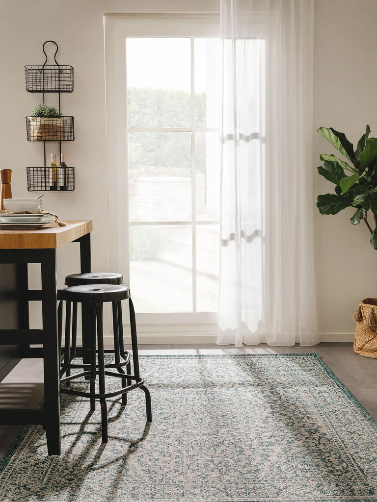 Tapis oriental vintage bleu d'intérieur et d'extérieur 120x170 cm