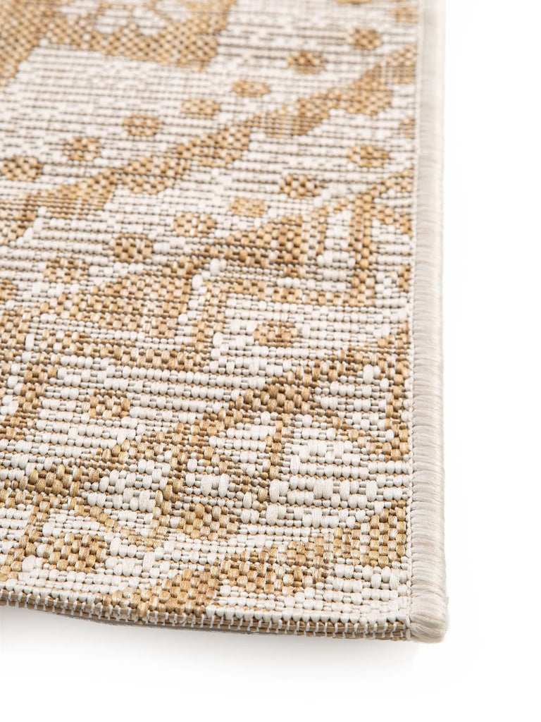 Tapis bohème motif mandala crème et beige d'intérieur et d'extérieur 120x170 cm