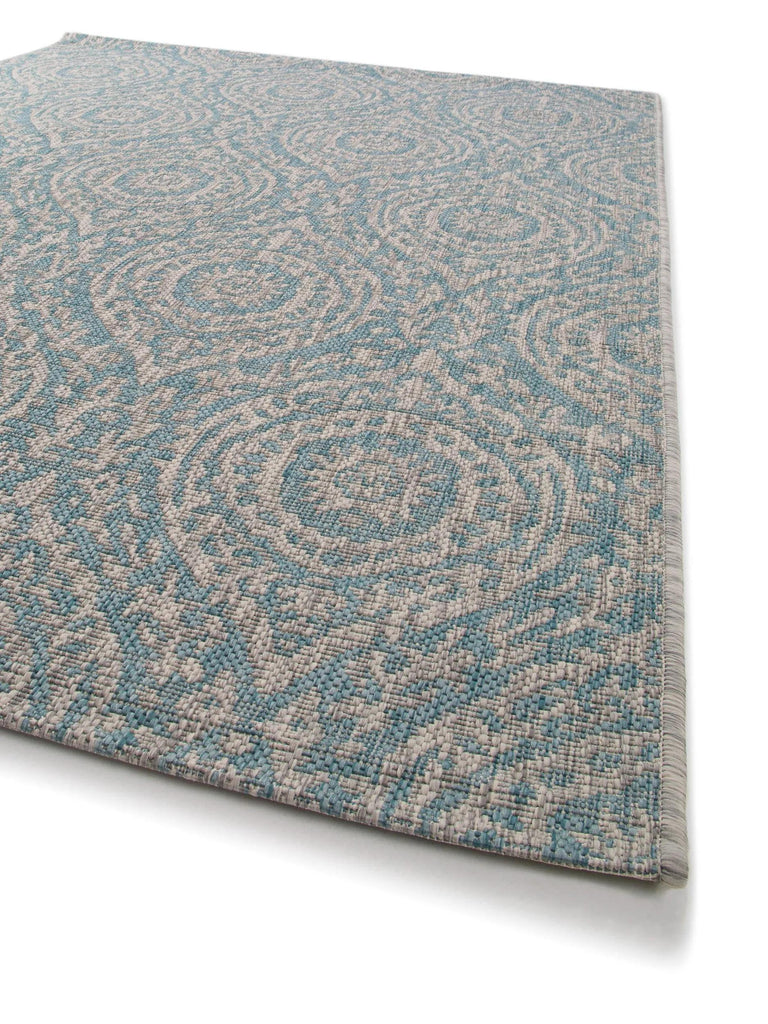 Tapis vintage oriental bleu et beige d'intérieur et d'extérieur 80x150 cm
