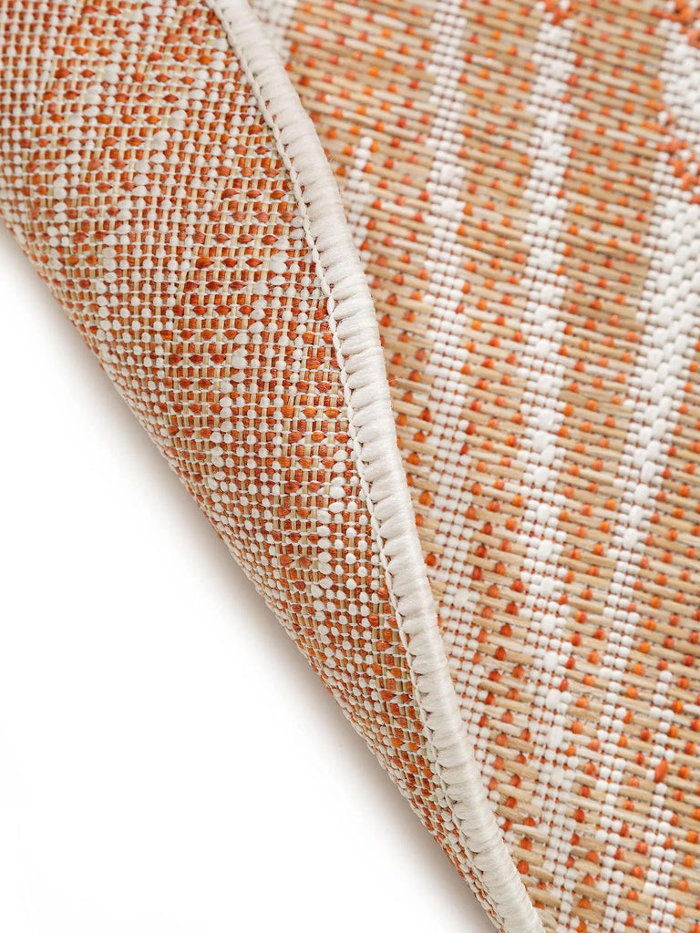 Tapis moderne motif feuille rond orange d'intérieur et d'extérieur 150 cm de diamètre