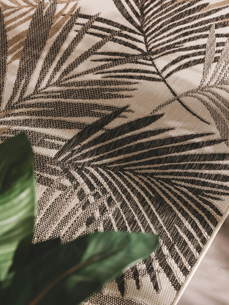 Tapis moderne motif feuille gris et beige d'intérieur et d'extérieur 200x300 cm