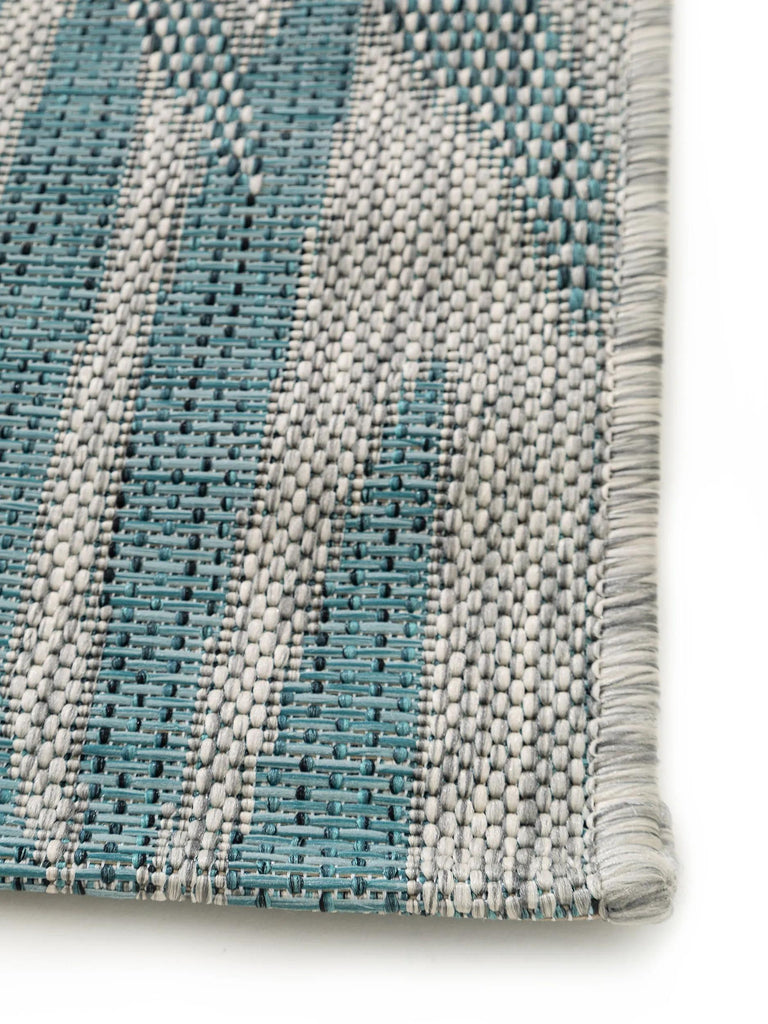 Tapis moderne motif feuille bleu et gris d'intérieur et d'extérieur 80x150 cm