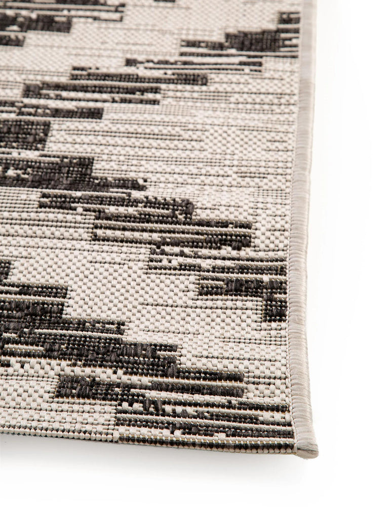 Tapis bohème motif ethnique blanc et noir d'intérieur et d'extérieur 200x290 cm