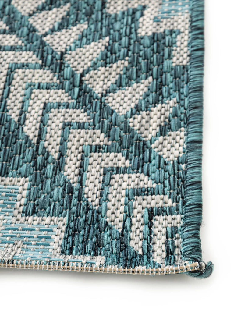 Tapis ethnique motif aztèque bleu d'intérieur et d'extérieur 80x150 cm