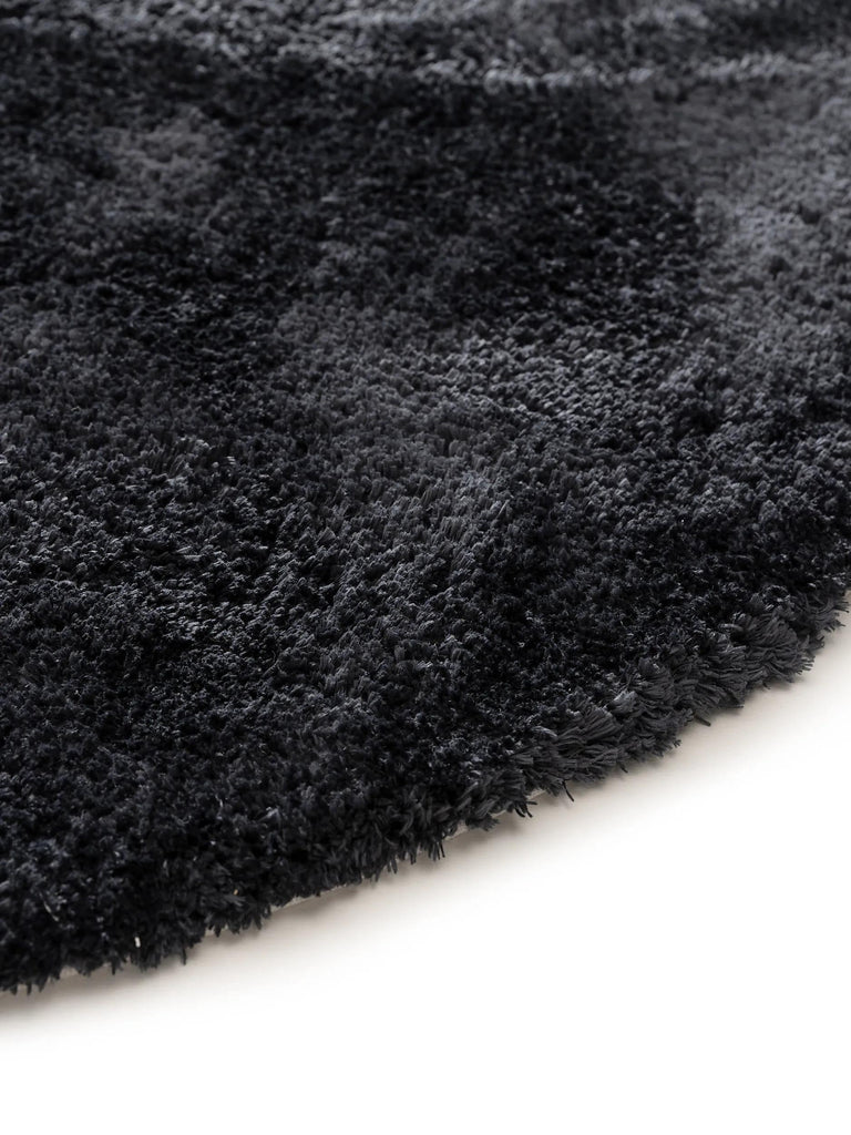 Tapis shaggy épais rond noir 200 cm de diamètre