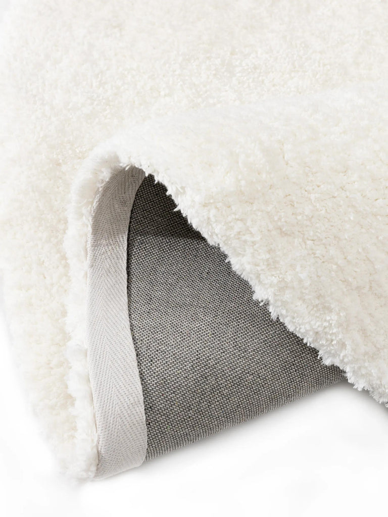 Tapis shaggy épais rond blanc 160 cm de diamètre