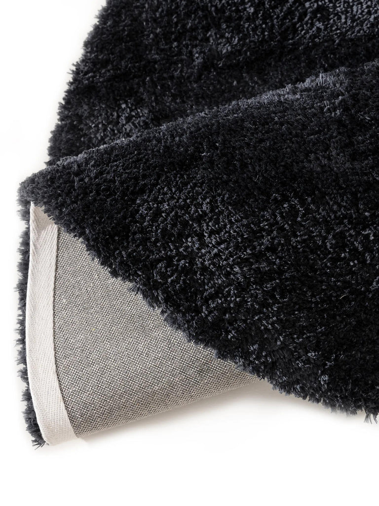 Tapis shaggy épais rond noir 200 cm de diamètre