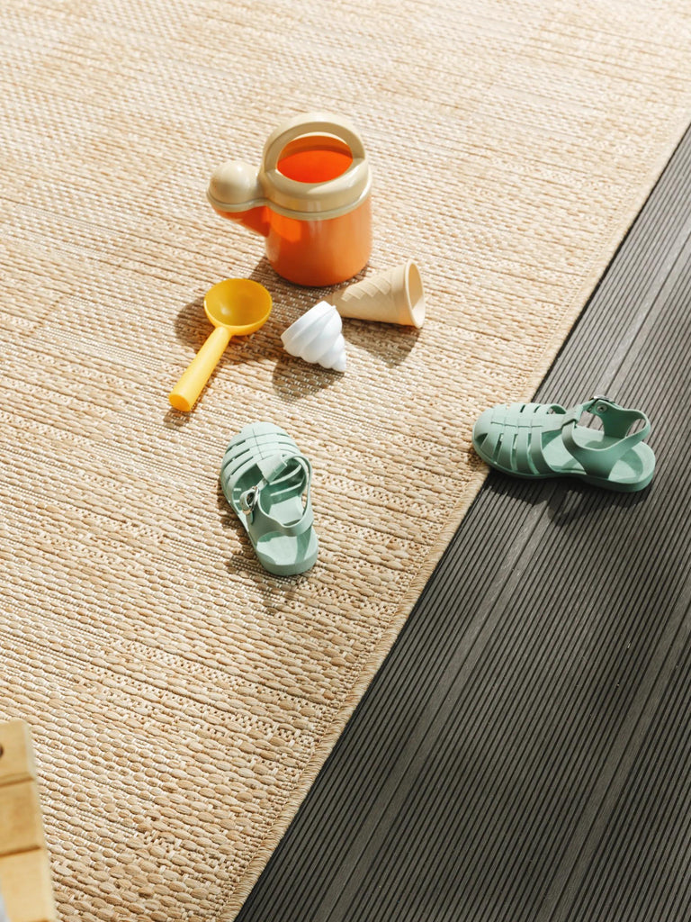 Tapis scandinave motif damier marron clair d'intérieur et d'extérieur 200x290 cm