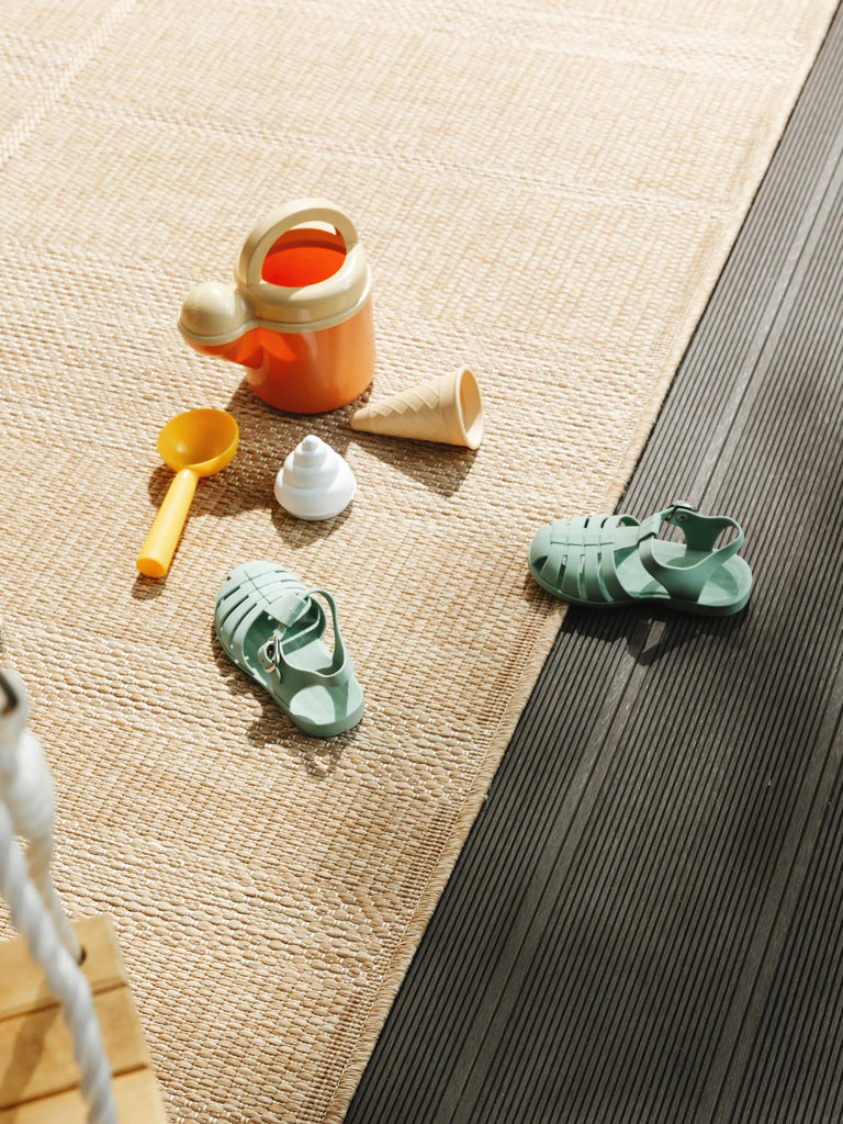 Tapis scandinave épuré marron clair d'intérieur et d'extérieur 200x290 cm