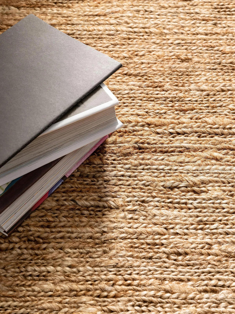 Tapis scandinave chiné de couloir marron clair en jute 70x200 cm