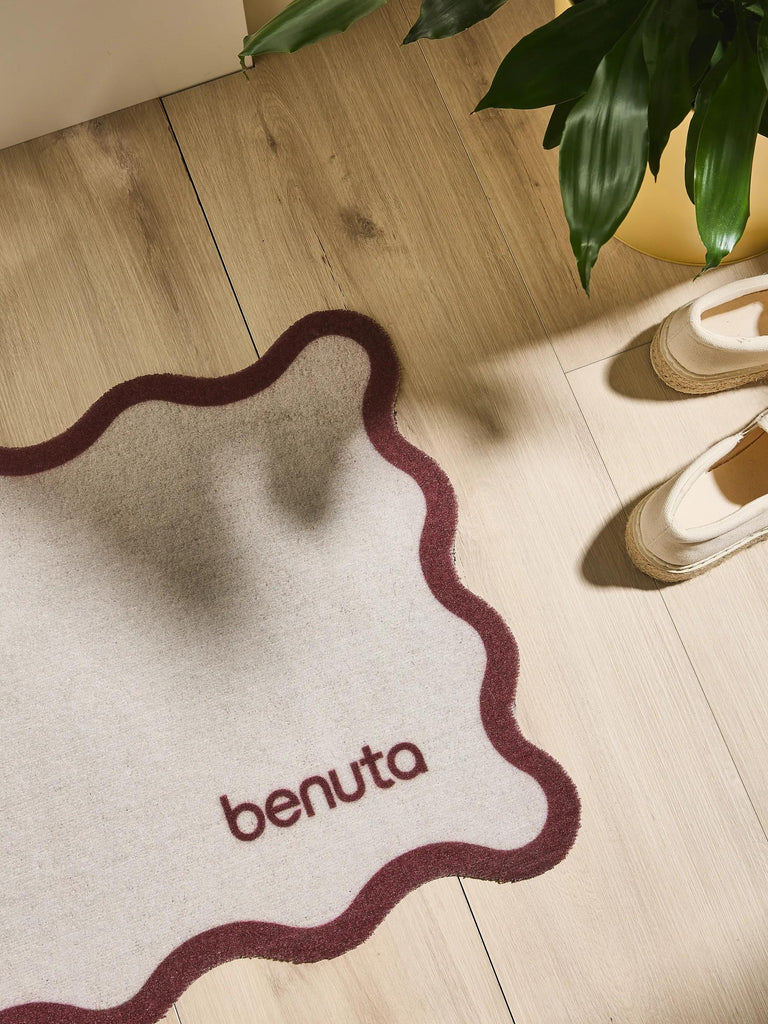 Paillasson moderne vague beige et marron 50x80 cm