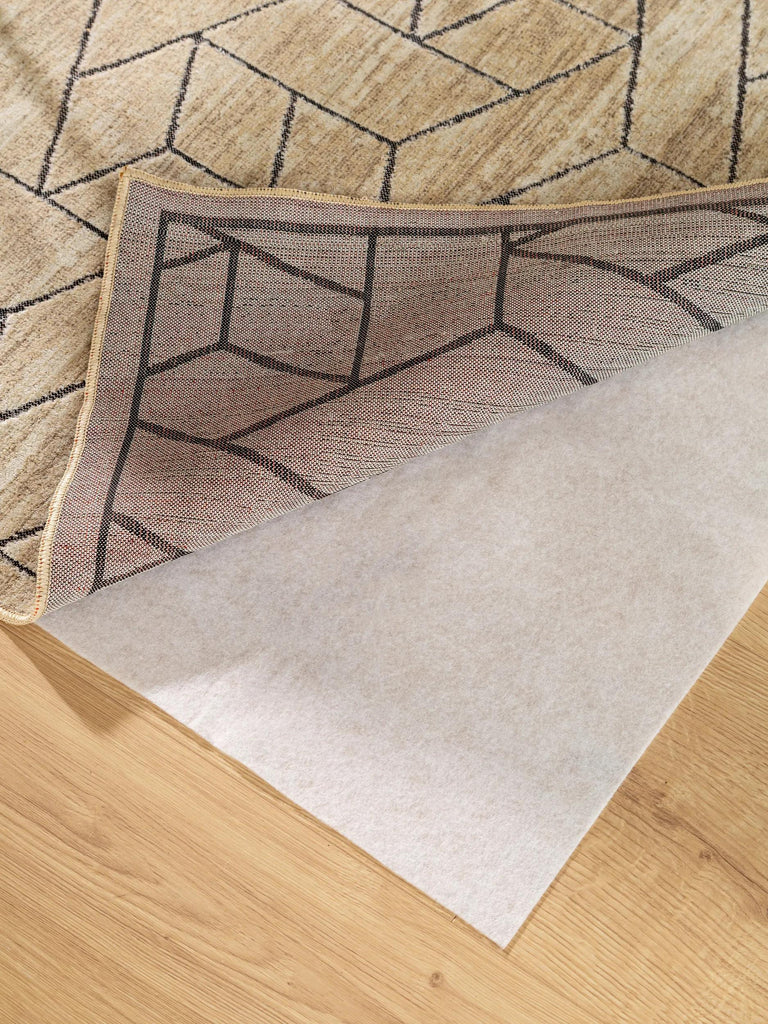Tapis géométrique motif 3d crème 66x110 cm